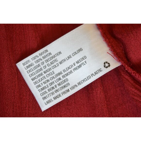 Knox Rose Deep Red Embroidered Boho Peasant Dress Women's Size XL Fall Casual - Picture 6 of 8